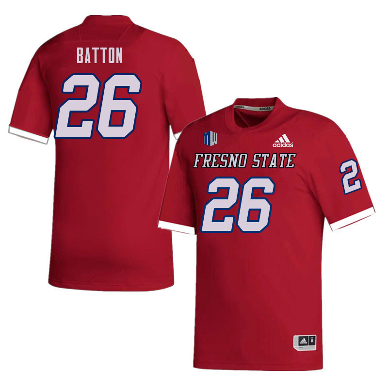 Men #26 Isaiah Batton Fresno State Bulldogs College Football Jerseys Sale-Red - Click Image to Close